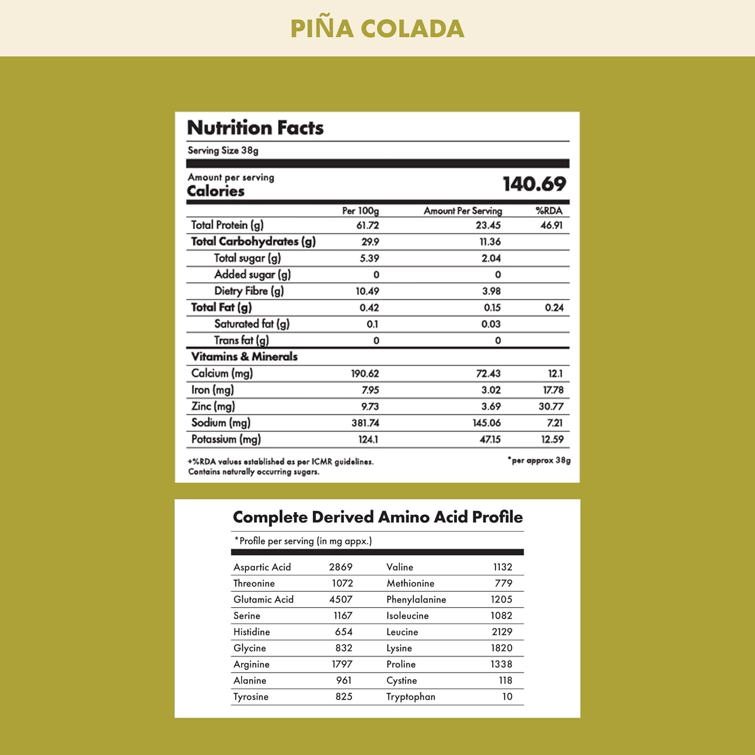 Cosmix No-Nonsense Plant Protein | 23 Protein/Serve, 1Kg Pouch | Pina Colada | Plant Based Protein, Pea & Rice Isolate | Clean, Easy to Digest | All Essential Amino Acids