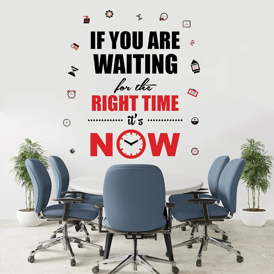 StickMe The Right Time is Now Motivational Quote Wall Sticker Vinyl Decal Multicolour Self Adhesive (Large - 160 x 150 cm)