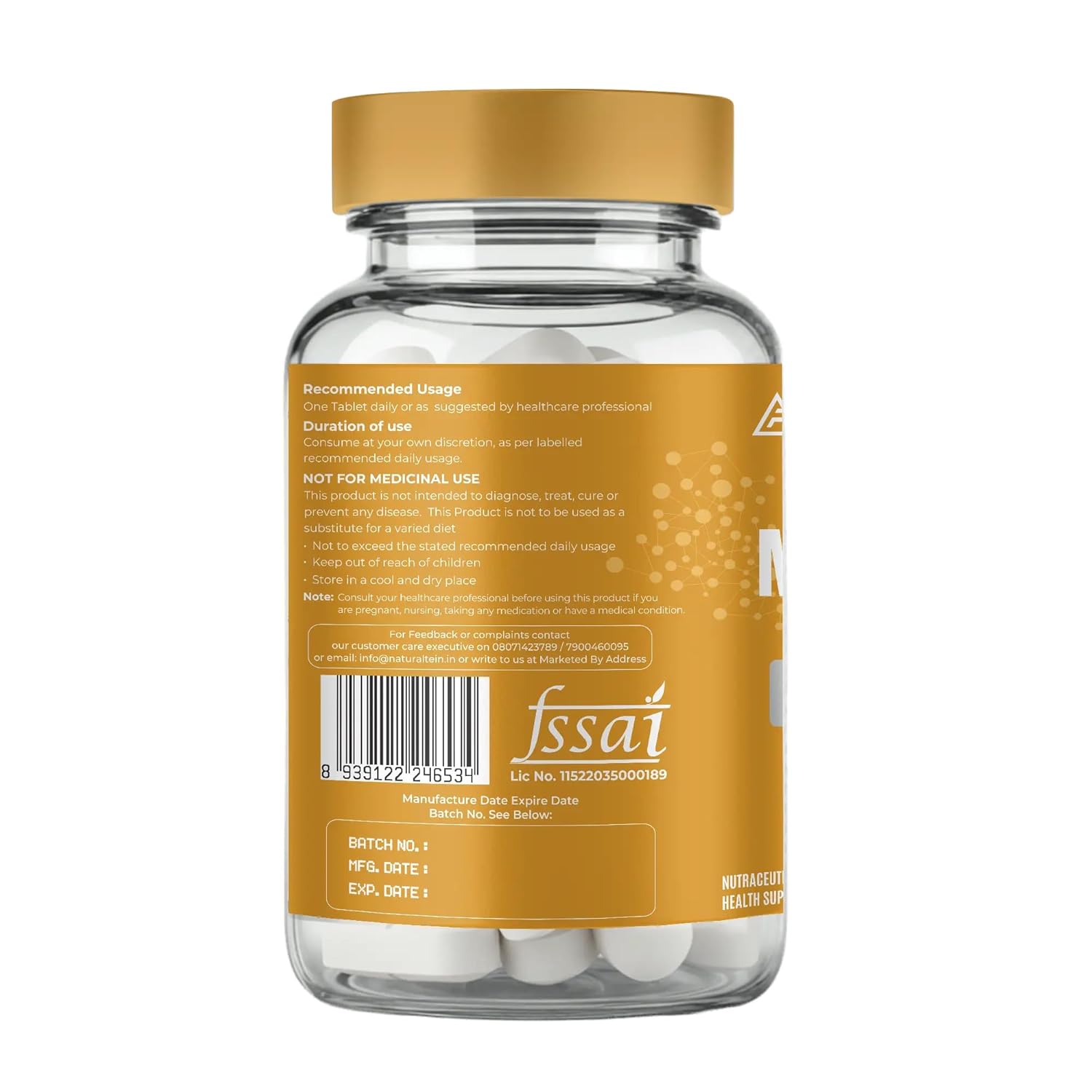 Naturaltein Magnesium Glycinate 1100mg (150mg Elemental) | Chelated High Absorption Magnesium | Supports Sleep Quality & Normal Muscle Function | Glyphosate Tested | 30 Tablets