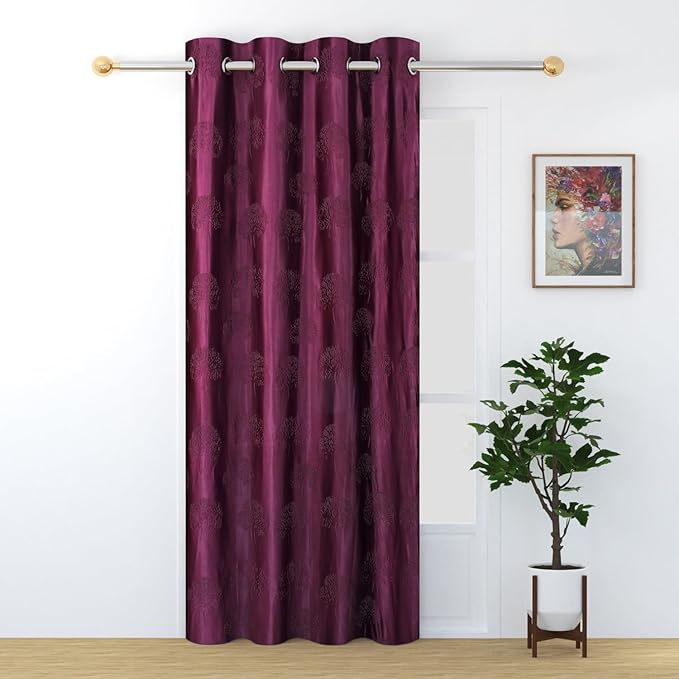 Fresh From Loom Semi Sheer Curtains For Door 7 Feet Long Door Window Curtain Premium Polyester Punch Parda