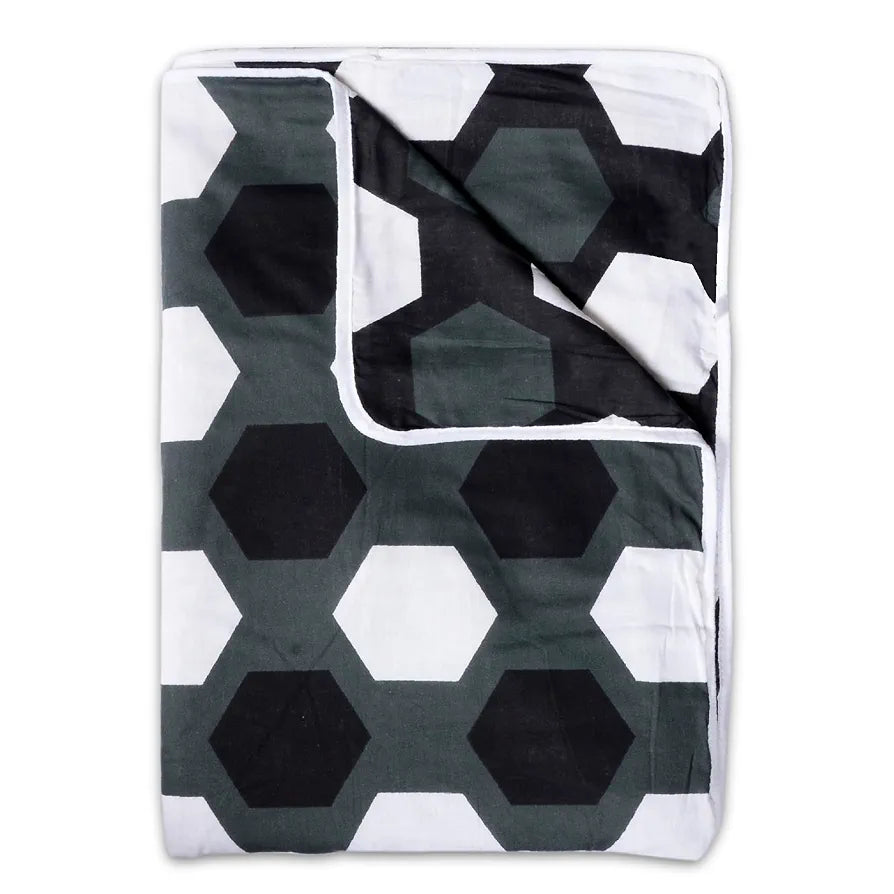 Divine Casa TC - 120 Printed Three-Layer Cotton Cambric Reversible AC Dohar Blanket for Single Bed Soft Lightweight Colour Tawny Olive & Trigonal Design