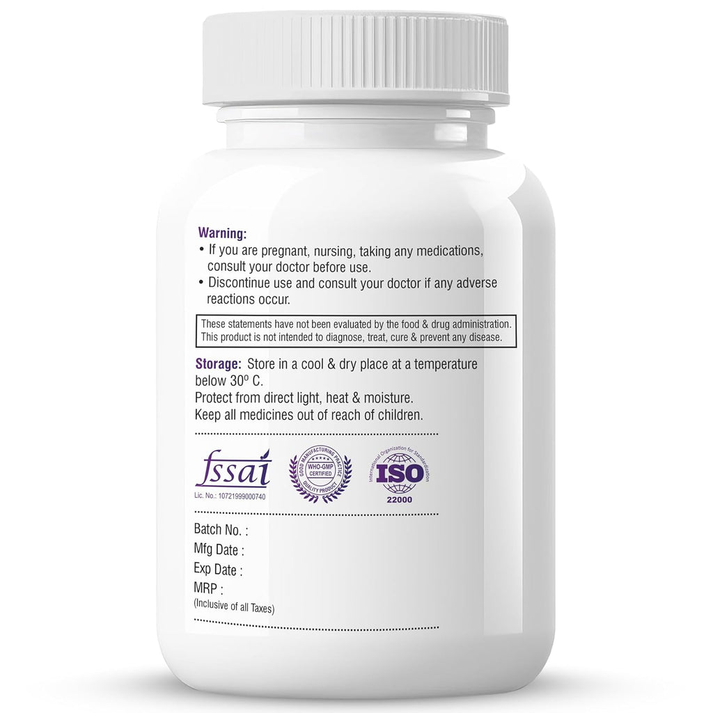 Biotrex Nutraceuticals Taurine 750mg | Antioxidant | Cardiovascular Health & Helps Enhanching Muscle Function | Eye Health | Amino Acid Supplement For Athletic Performance | Men & Women - 60 Veg Capsule