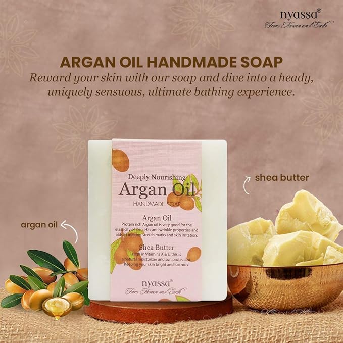 Nyassa Argan Oil Luxurious Handmade Soap | Moroccan Argan & Shea Butter - 150 Gms