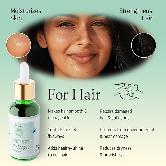 Indulgeo Essentials 100% Pure Cold Pressed & Natural Argan Oil - 30 ml