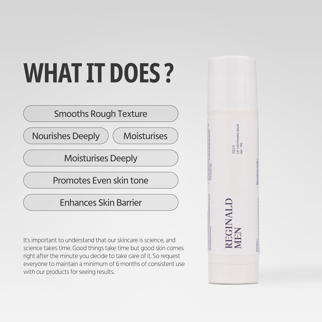 Reginald Men Zeus - Lip Balm SPF 30 PA+++ 5g | Brightens Smoker Lips & Repairs Skin Barrier | Softens & Smoothens Rough Texture | Fights Dryness & Pigmentation, Protects from Sun Darkening