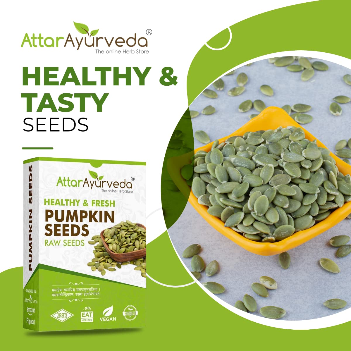 Attar Ayurveda Raw pumpkin seeds for eating (250 grams) | Protein and Fiber Rich Superfood | Unsalted, unroasted