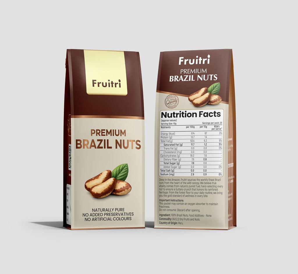 Fruitri Premium Exotic Brazil Nuts 100g | Natural, Raw | Rich in Selenium, Vegan, Keto, Paleo-Friendly | Sustainably Sourced Brazilian Nuts