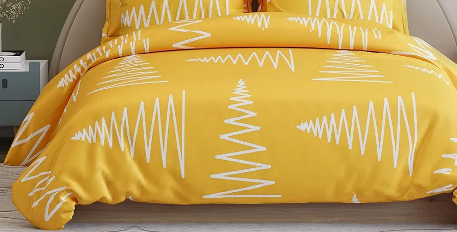 The Home Style 400 TC Cotton Elastic Fitted All Around Printed King Size Double Bed Bedsheet wih 2 Pillow Cover Maize Yellow