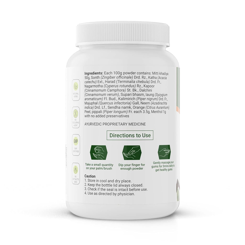 Krishnaâ€™s Dantoshad Ayurvedic Tooth Powder With Goodness of 15 Herbs for Strengthens Teeth, Tightens Gum & Maintain Fresh Breath - 100 gm (Pack of 1)
