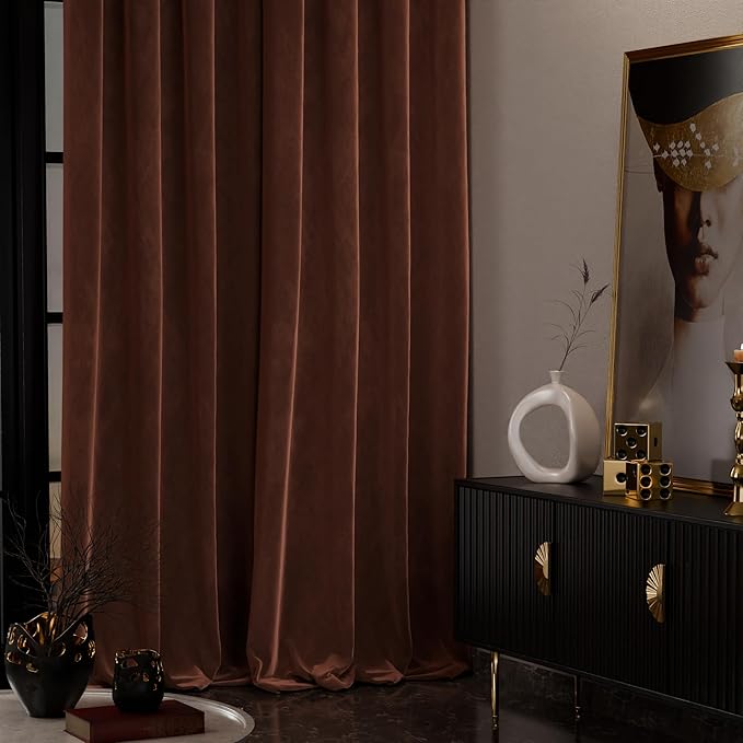 Stoa Paris Curtain for Home, Single pc Patterned Curtain for Door Colour Caramel Caress