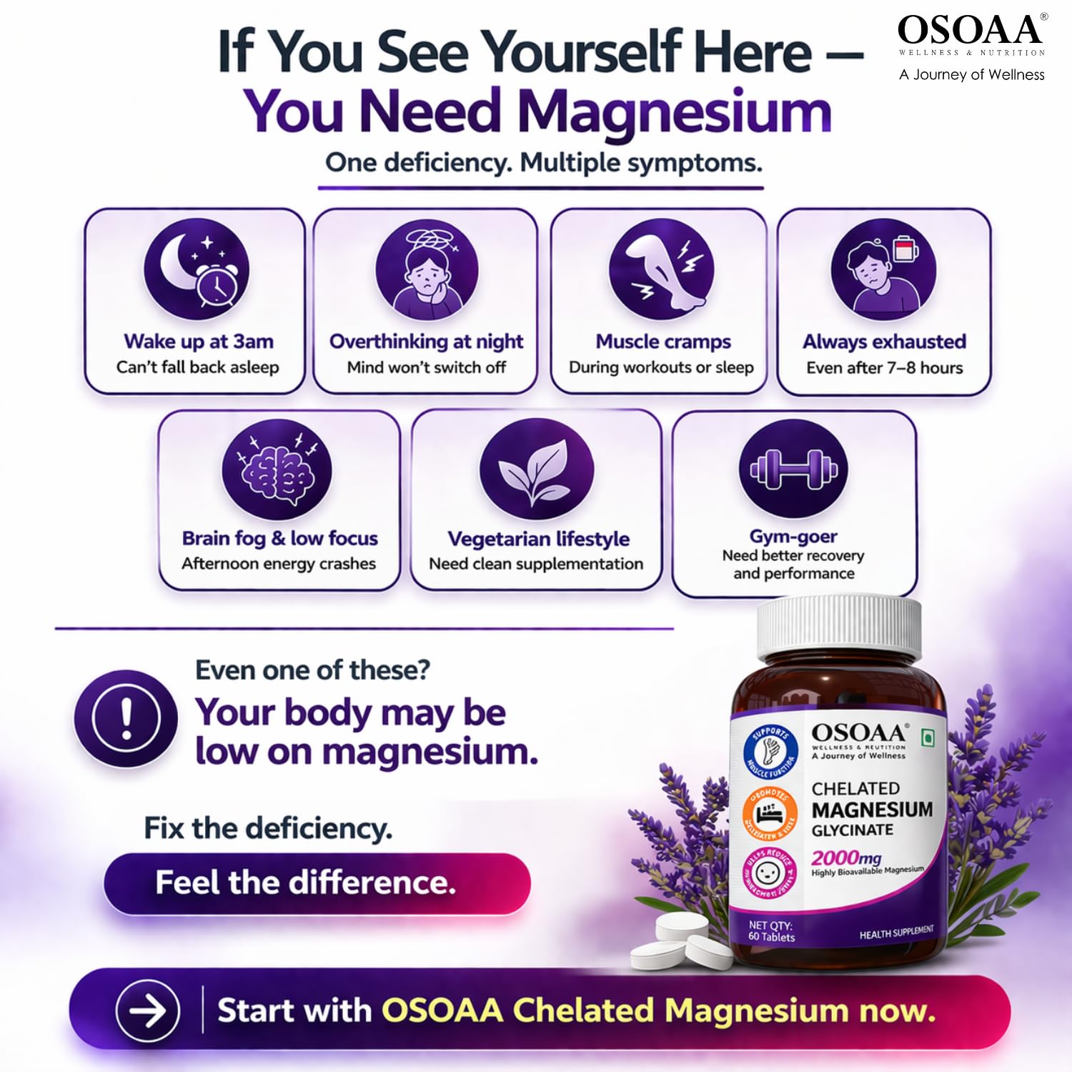 Chelated Magnesium Glycinate 2000mg Tablets â€“ 60 Tablets | High Absorption Magnesium Supplement for Muscle Recovery, Bone Health, Energy & Sleep Support | Non-GMO, Vegan & Easy to Absorb
