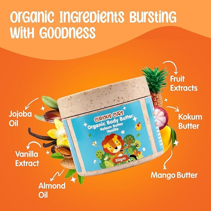 Puddles Kids Organic Body Butter Curious Cubs - Age 2-12 Years - 50 gms