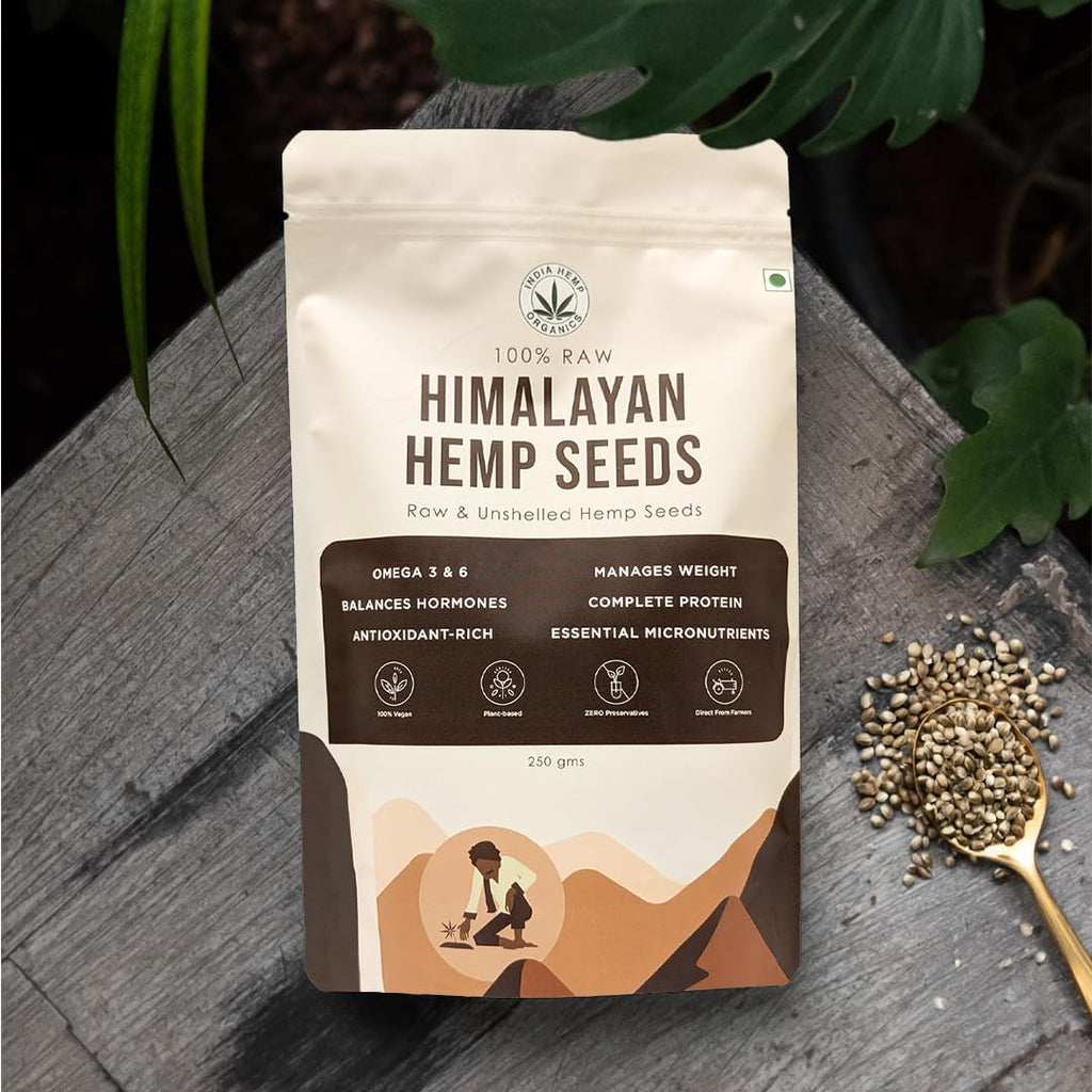 India Hemp Organics Hemp Seeds for Eating | 250g | Superfood Source of Omega 3 & 6 | High in Protein, Fibre | Keto Friendly | Gluten Free | Perfect for Smoothies, Salads, Baking |