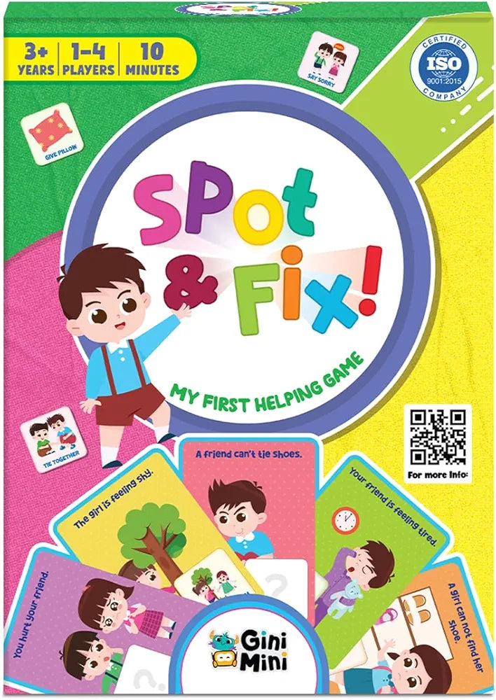 GiniMini Spot & Fix – 80+ Cards & Props Social Emotional Learning Game for Kids 3+ Builds Empathy Communication & Problem-Solving Preschool Educational Toy & Travel-Friendly Gift