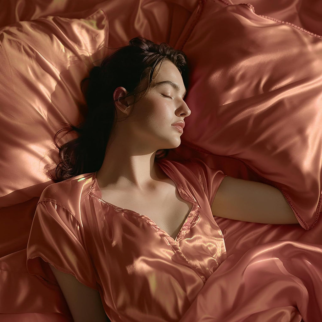Stoa Paris Satin Bedsheets for Single Bed 300TC Premium Bedsheet with 1 Pillow Cover Colour Melted Caramel