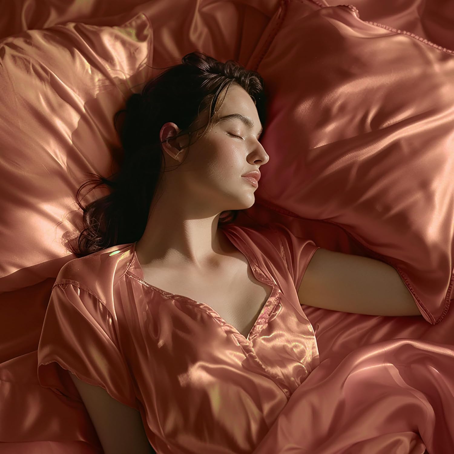 Stoa Paris Satin Bedsheets for Single Bed 300TC Premium Bedsheet with 1 Pillow Cover Colour Melted Caramel