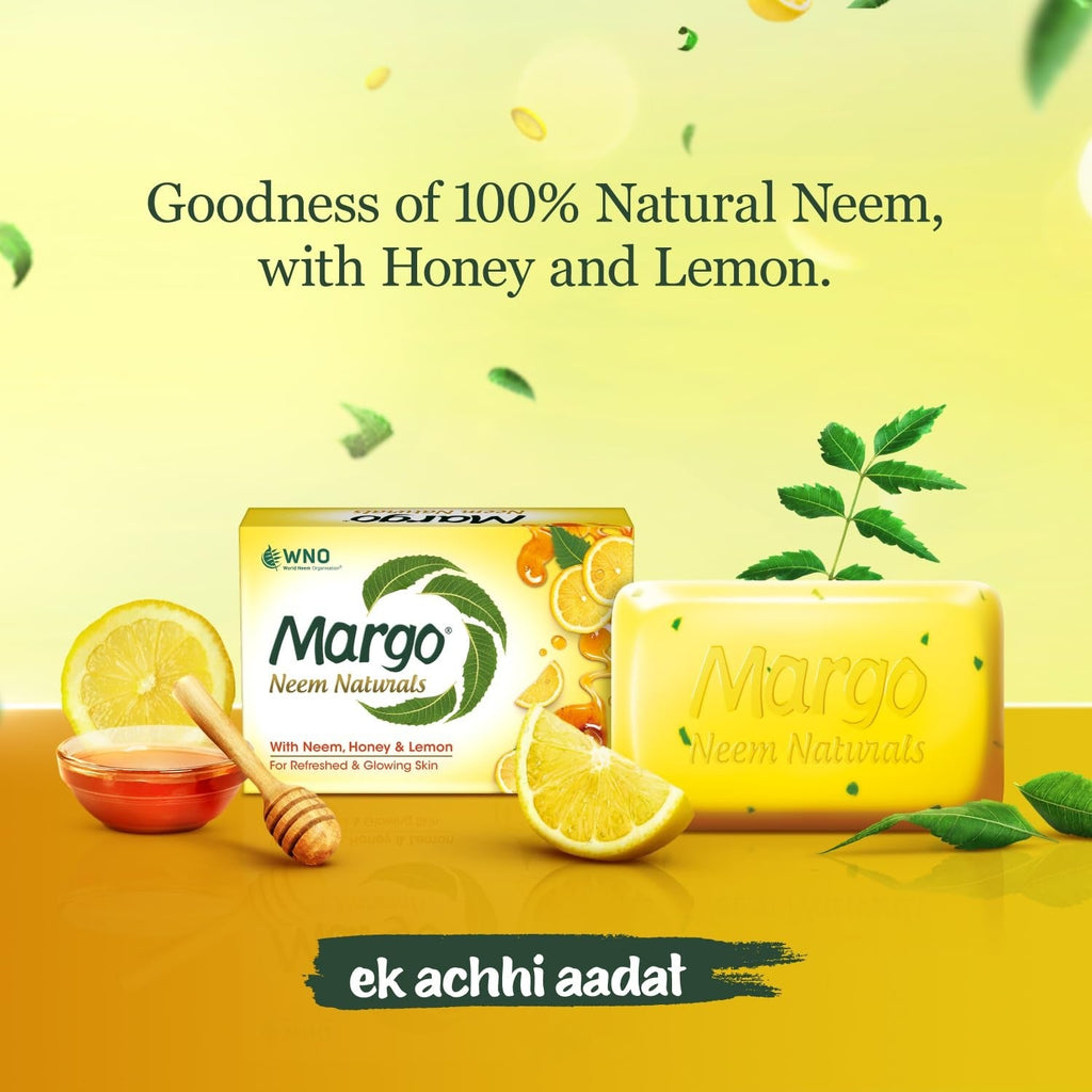 Margo Neem Naturals Soap with Goodness of Neem Honey Lemons - 100 gms (Pack of 5)