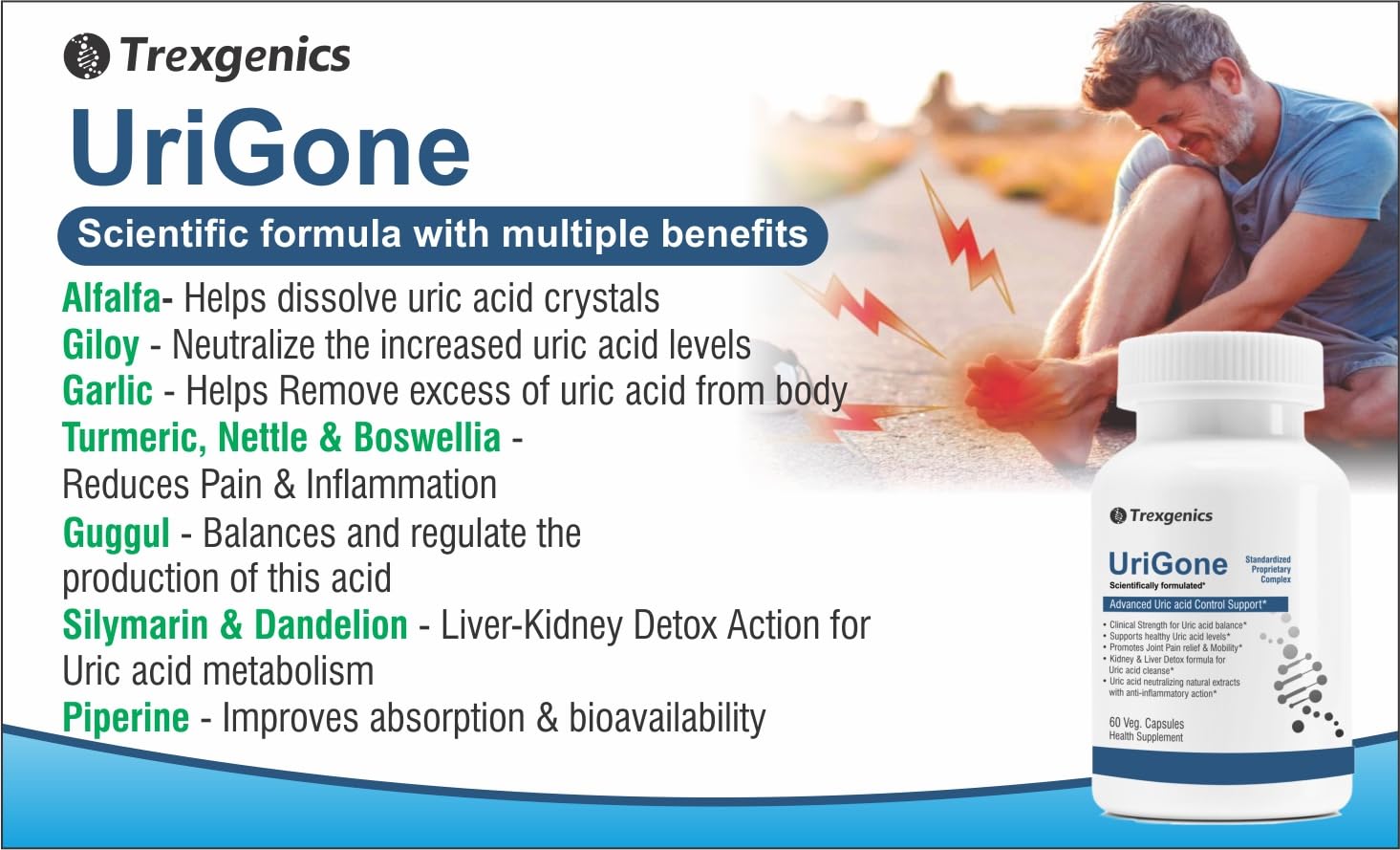 Trexgenics URIGONE Advanced Uric acid Support Proprietary Natural Formula(60 Veg caps) (1)