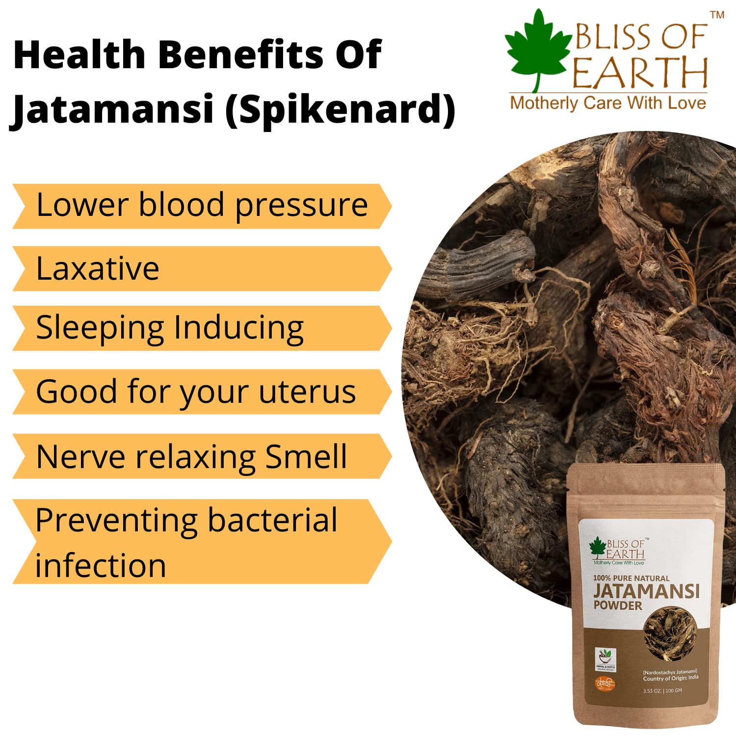 Bliss of Earth 100% Pure & Natural Jatamansi Powder For Hair Growth & Eating, 100gm