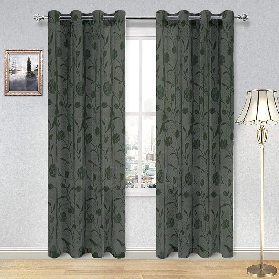 Cloth Fusion Sheer Curtain Long Door 9 Feet Rose-Grey