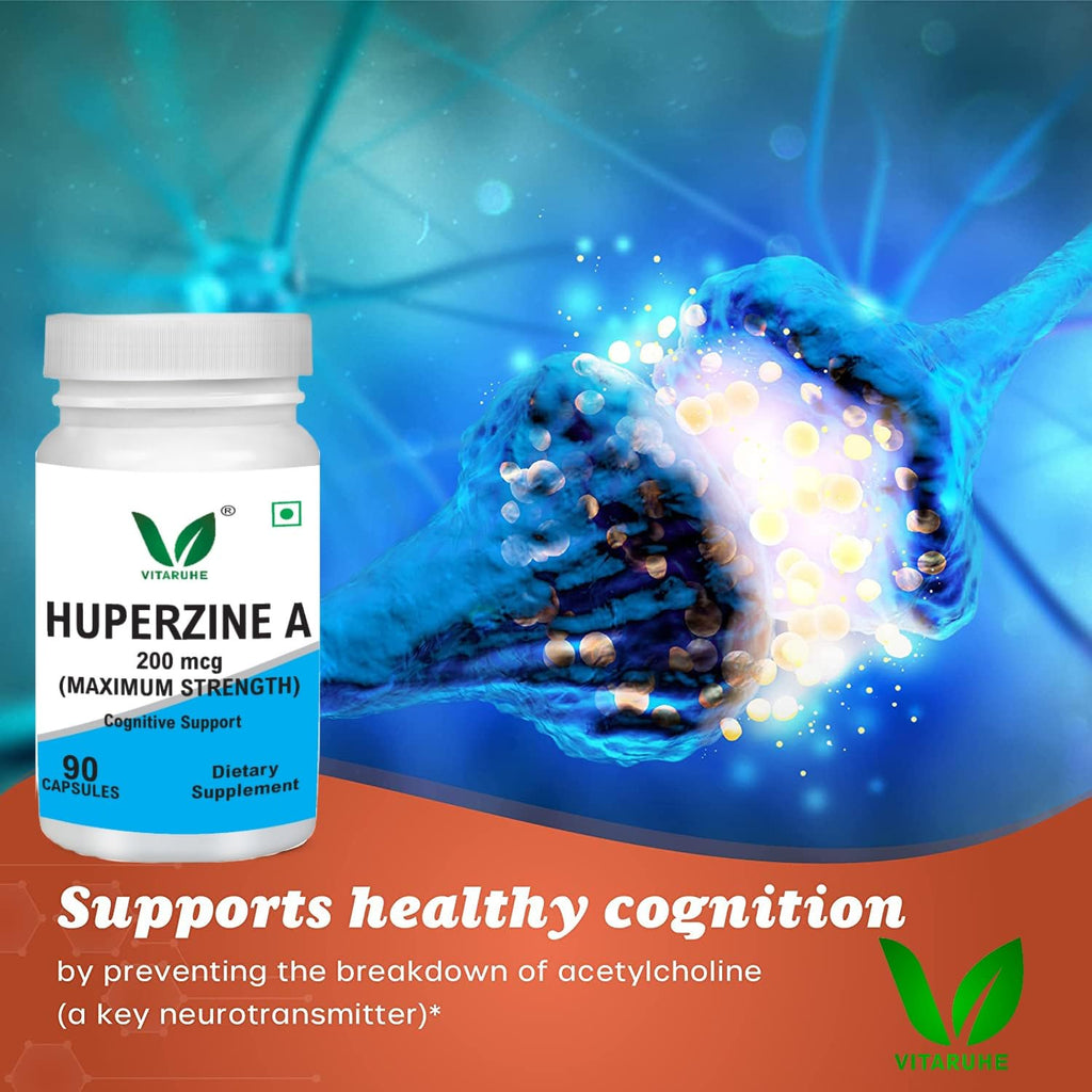 VITARUHEÂ® Huperzine A 200mcg Per Serving, 90 Capsules, (Huperzine A Supplement), Supports Focus, Cognition, Memory and Learning Ability, Premium Brain Health Supplement, No GMOs