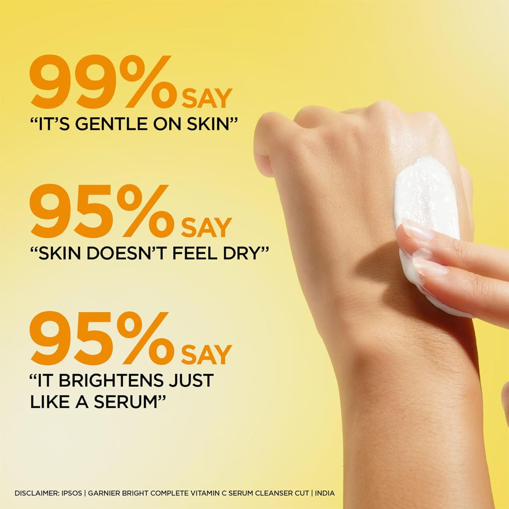 Garnier Bright Complete Serum Cleanser 150gm | Deep Cleansing Face Wash with Vitamin C for Brighter, Radiant Skin