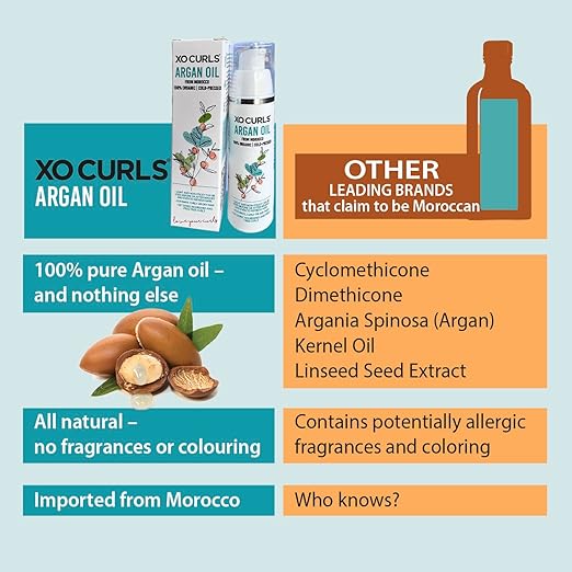 XO Curls Cold-Pressed Organic Argan Oil with the Goodness of Vitamin E - 30 ml