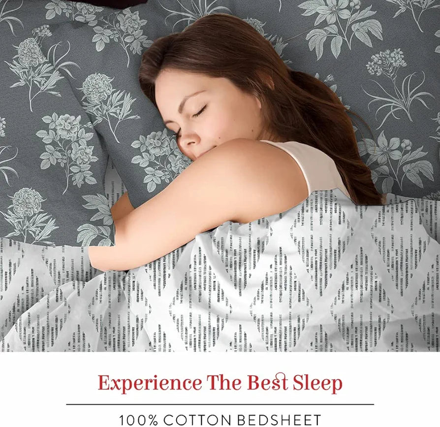 Layers Illuminating Homes Single Bedsheet Cotton Includes 1 Pillow Cover Light Weight Breathable Grey