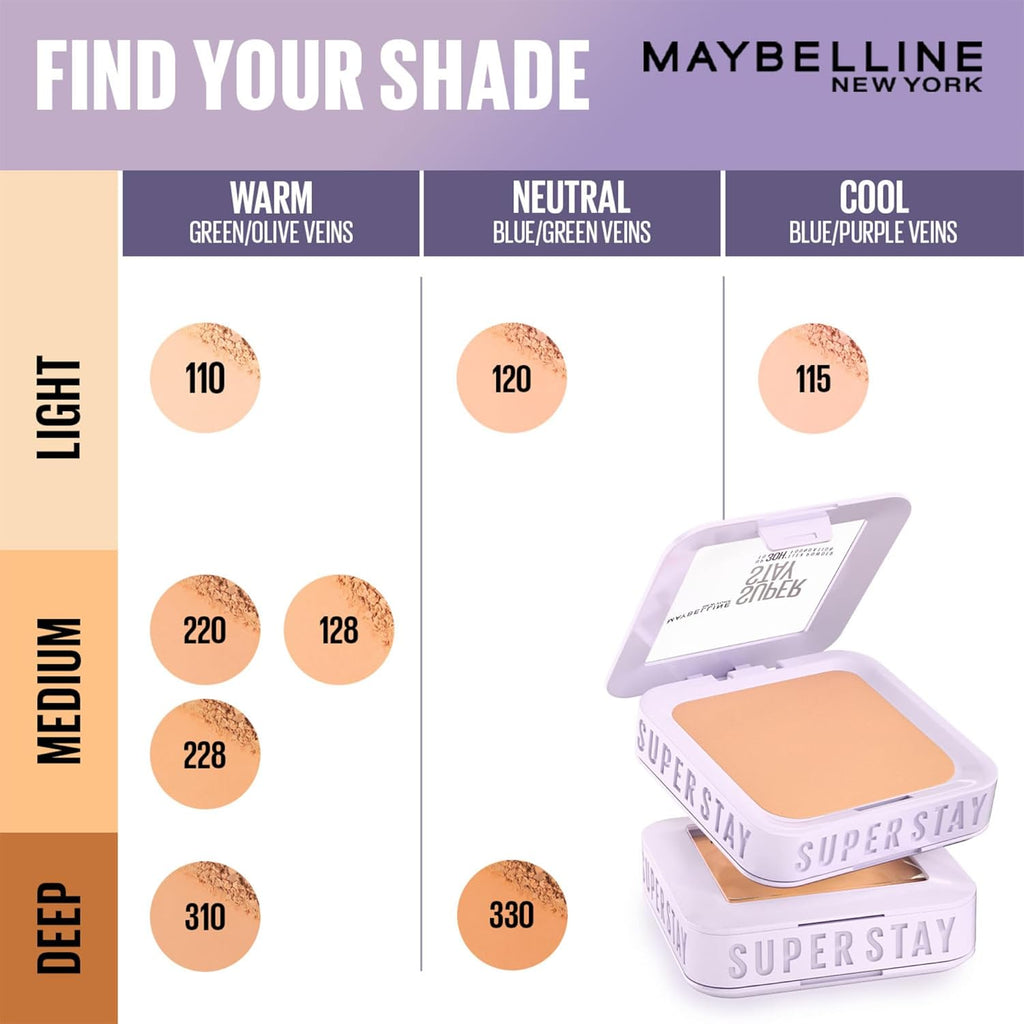 Maybelline New York Super Stay Flex Powder Foundation, 120 | 30H Wear, Oil-Control, Transfer Proof