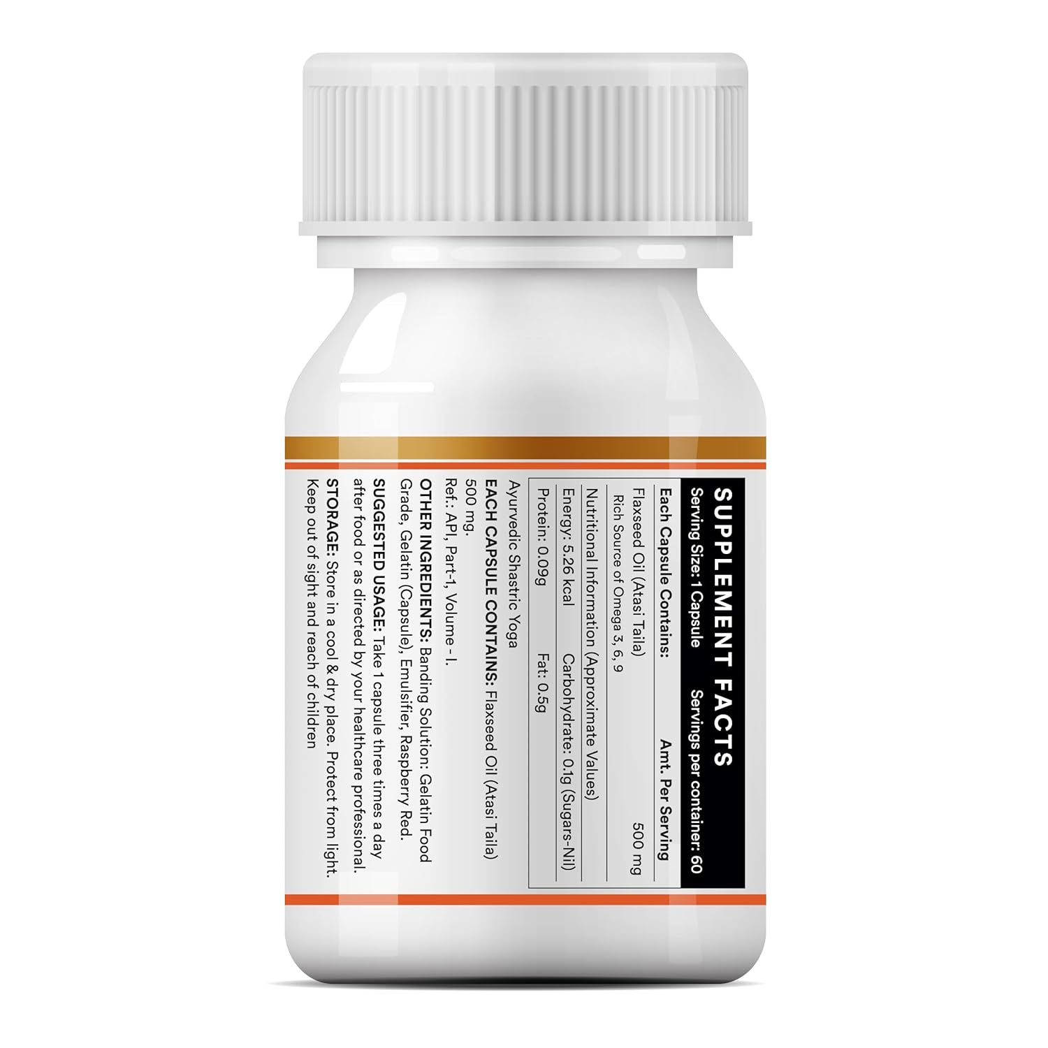 INLIFE Flaxseed Oil Omega 3 6 9 Fatty Acid Supplement - Extra Virgin Cold Pressed 500 mg - 60 Capsules