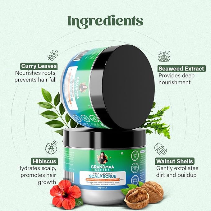 Nidhiâ€™s Grandmaa Secret Scalp Scrub for Dandruff | Reduces Buildup, Dead Skin & Itchiness - 200 Gms
