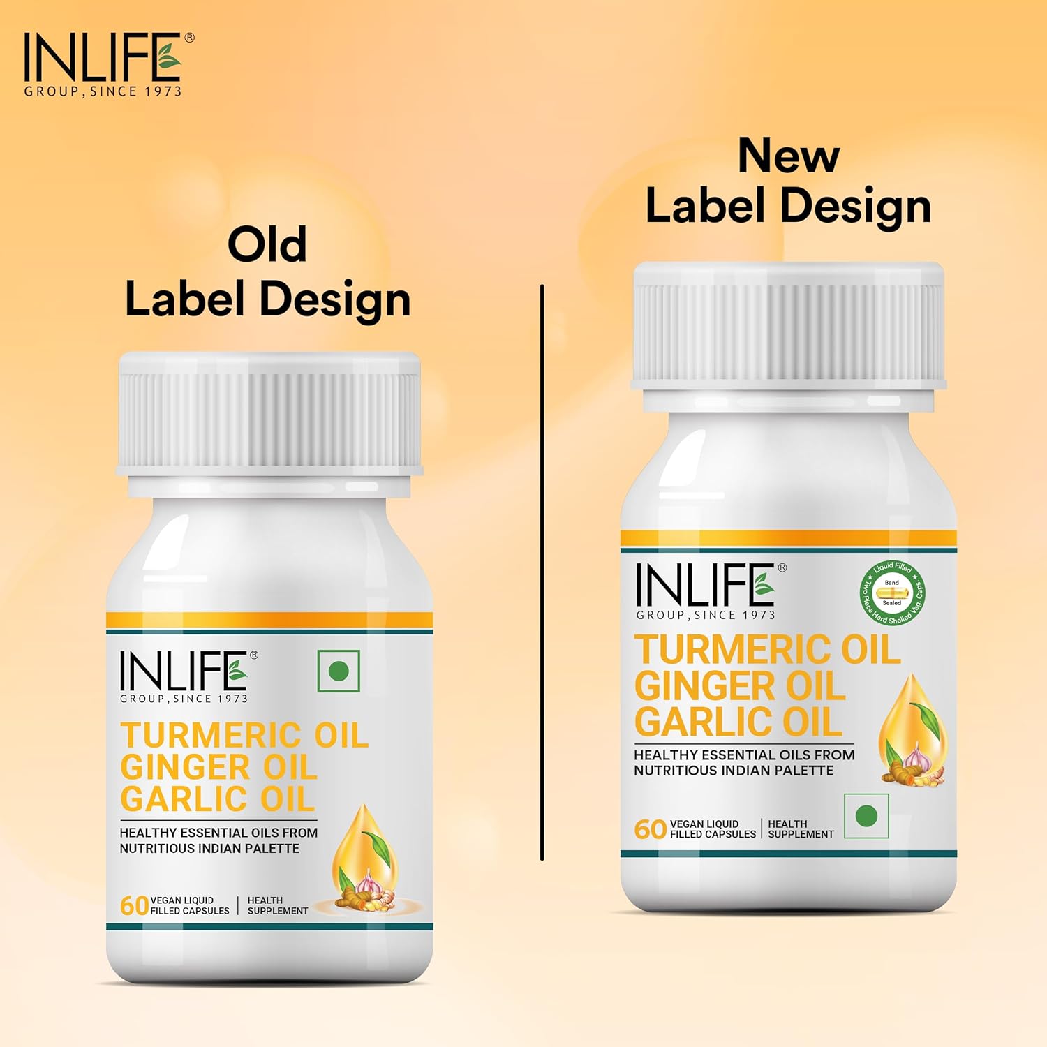 INLIFE Turmeric Oil Ginger Oil Garlic Oil Capsule, Faster Absorption than Extract, Immunity support, Heart Health Supplement for Adults Men & Women â€“ 60 Liquid Filled Vegetarian Capsules (Pack of 1)