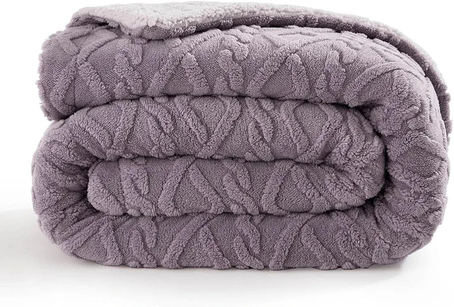 Homekart Flannel with Sherpa Luxurious Super Soft Fluffy Cozy Single Bed Blanket for Winter 500GSM Blanket Quilt Rajaai Color Levender