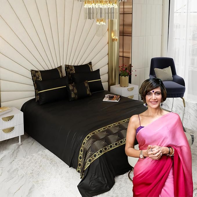Stoa Paris Crown of Versailles 6-Piece Bedsheet Set Colour Midnight Gala Black