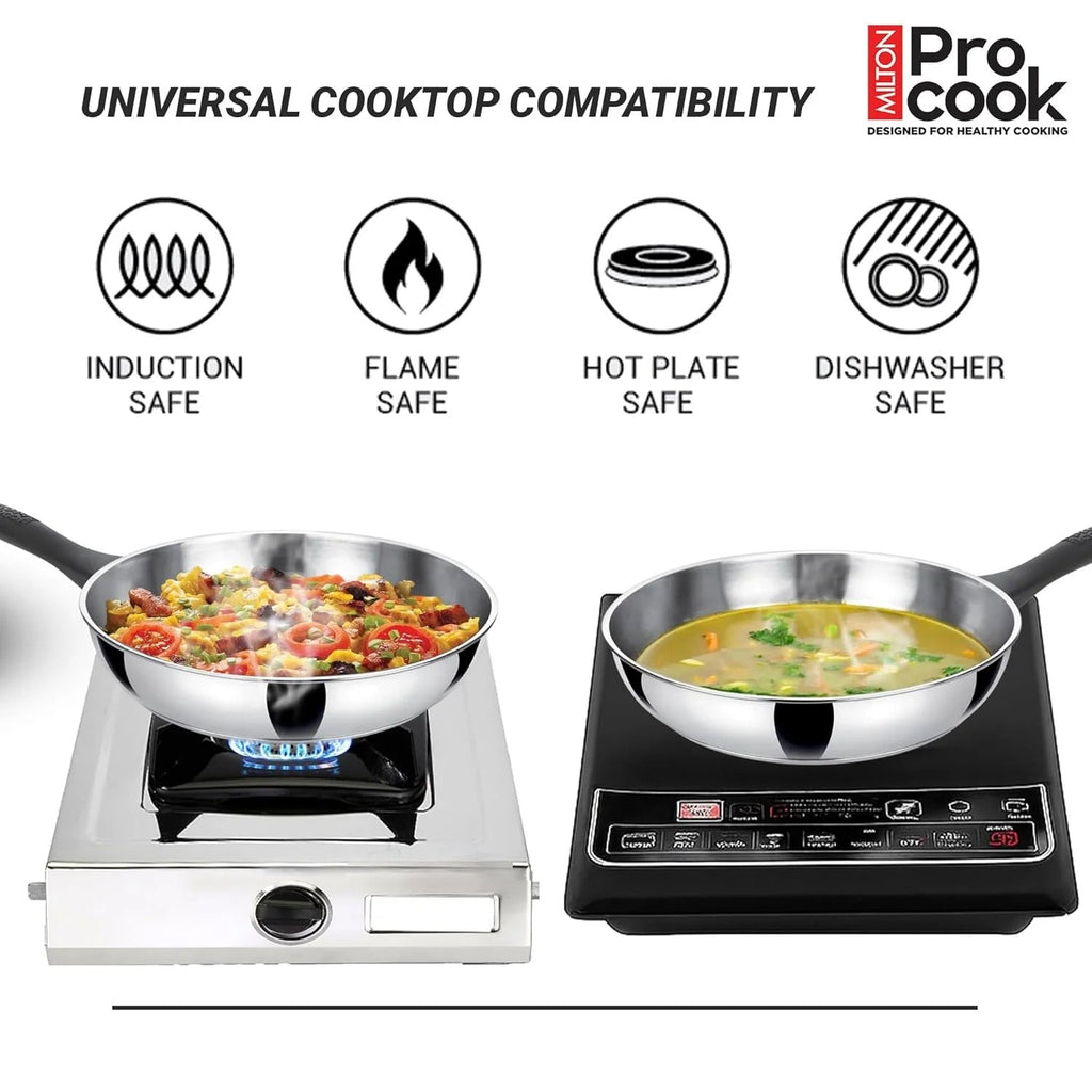 Milton ProCook Stainless Steel Sandwich Bottom 4 Pcs Induction Kitchen Set