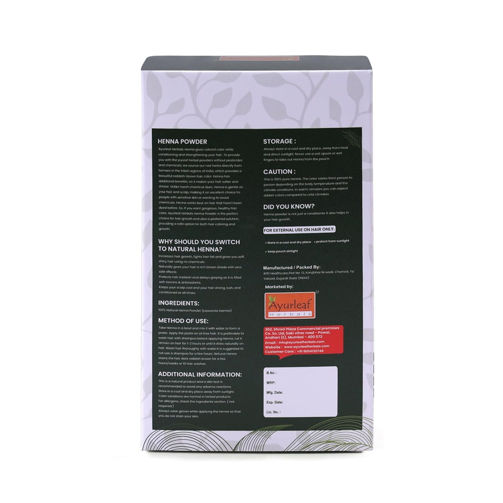 Ayurleaf Herbals Henna Powder | for Cooling Effect, Strengthens Hair, & Conditions Hair - 200 Gms