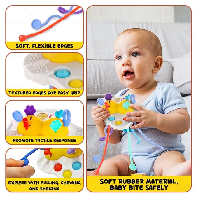 Wembley Montessori Sensory Pull String & Teether Toy for Babies 6-12 Months Multicolor
