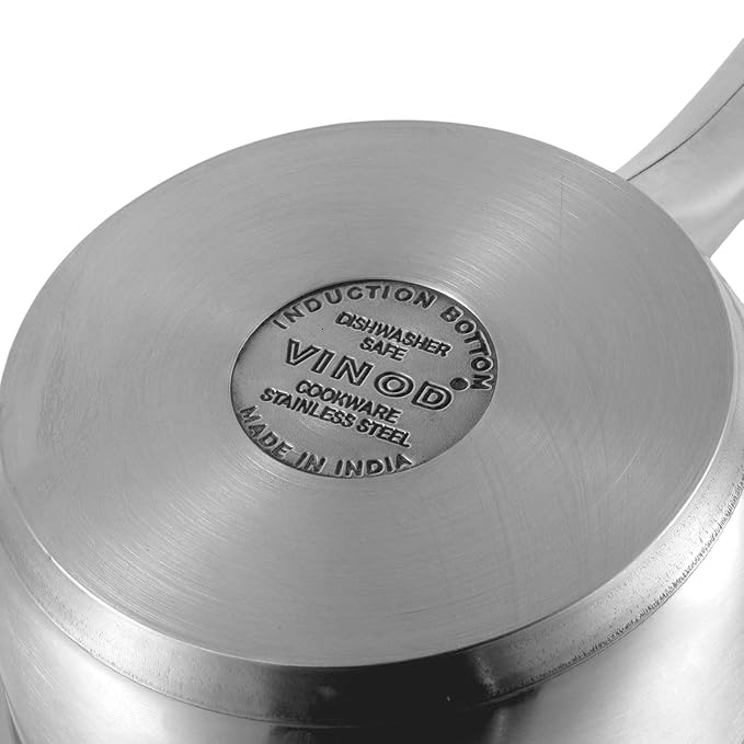 Vinod Two Tone Stainless Steel Saucepan With Glass Lid 1.5 Litres | 16 Cm | 6.2mm Thick