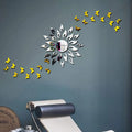 Bikri Kendra ART RTNS8 Sun Silver with 20 Golden Butterfly Decorative Mirror Stickers 3D Acrylic