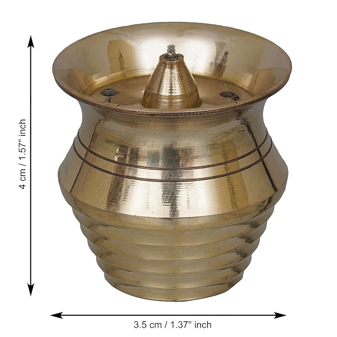 Ecraftindia Golden Pot Shape Brass Agarbatti Stand for Pooja | Incense Stick Holder With Ash Catcher | Agarbatti Holder