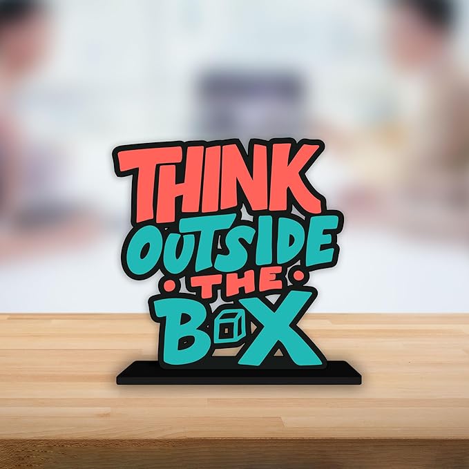 Artvibes Wooden Idols and Figurine Think Outside the Box Quotes Table Decoration for Office Desk | Home Decor Item
