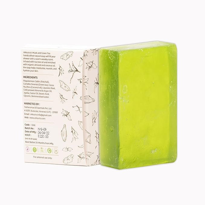 Arksutra Musk & Green Tea Soap Infused With Pure Tea Tree Extract (Handcrafted Soap) - 125 gms (Pack of 2)