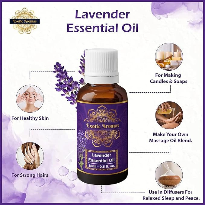 Exotic Aromas Lavender Essential Oil - 15 ml (Pack of 2)