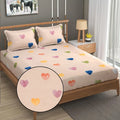 Fresh From Loom Floral Print 240 TC King Size Bedsheet Set Microfiber Anti Fade Includes 2 Pillow Covers Heart-Brown