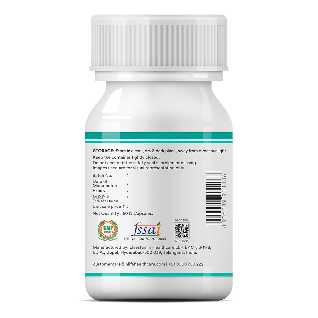 INLIFE Multivitamin for Men with Biotin Ginseng Ashwagandha Zinc Magnesium Vitamin D3 B12 & Minerals Amino Acids Antioxidants Daily Formula Supplement - 60 Capsules (Pack of 1, 60)