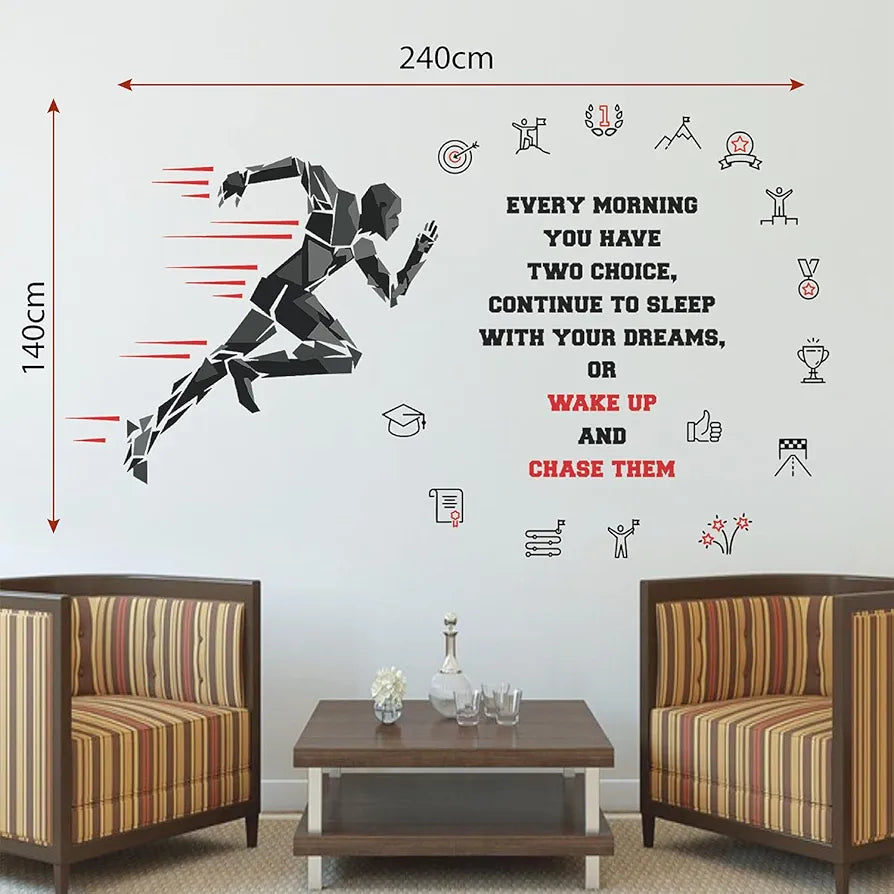 StickMe Gym Fitness Work Bodybuilding Office Sports Workout Boxing Inspiration Quotes Wall Sticker Large Black - 240 x 140 cm