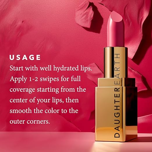 Daughter Earth Oh My Darling 100% Vegan Natural Lipstick, Pigmented Lightweight Lip Color - 4 Gms