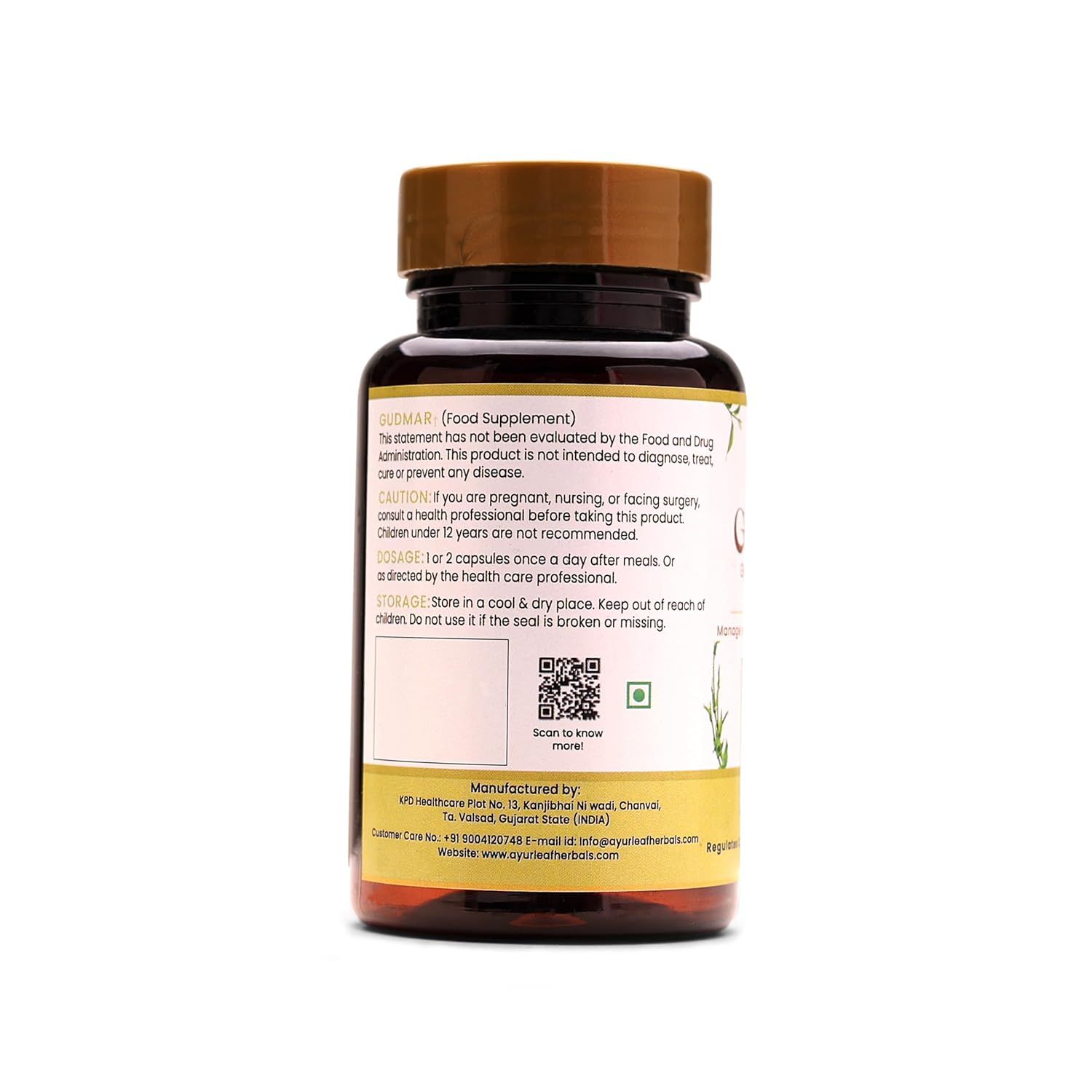 Ayurleaf Herbals Gudmar Capsules - 60 Caps