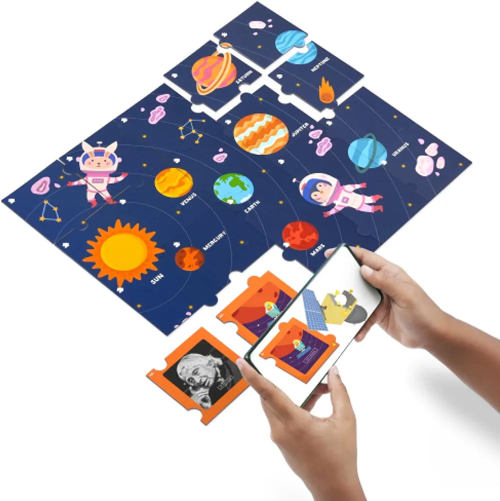 Playshifu 20 Space Flashcards with Space Quest for Kids Boost General Knowledge Builds Vocabulary with 4D Educational AR-Powered STEM Fun Learning Interactive Game