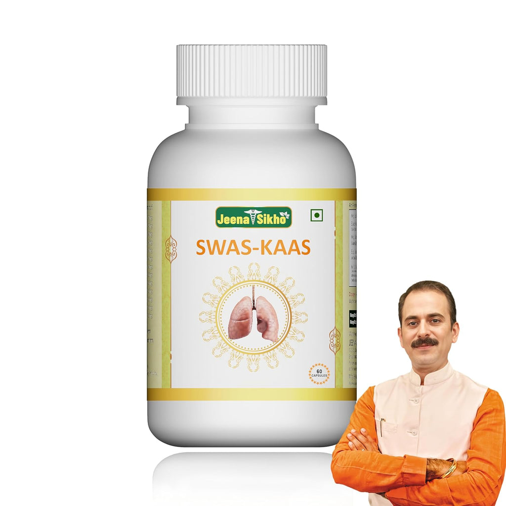 Jeena Sikho Swas - Kaas | Herbal Supplements for Lungs Care - 60 Capsules
